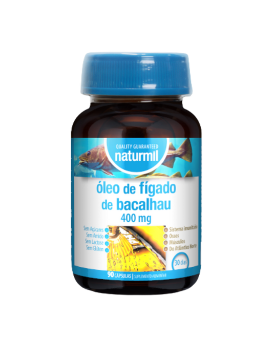 Óleo de Fígado de Bacalhau 400 mg – 90 cápsulas – Naturmil